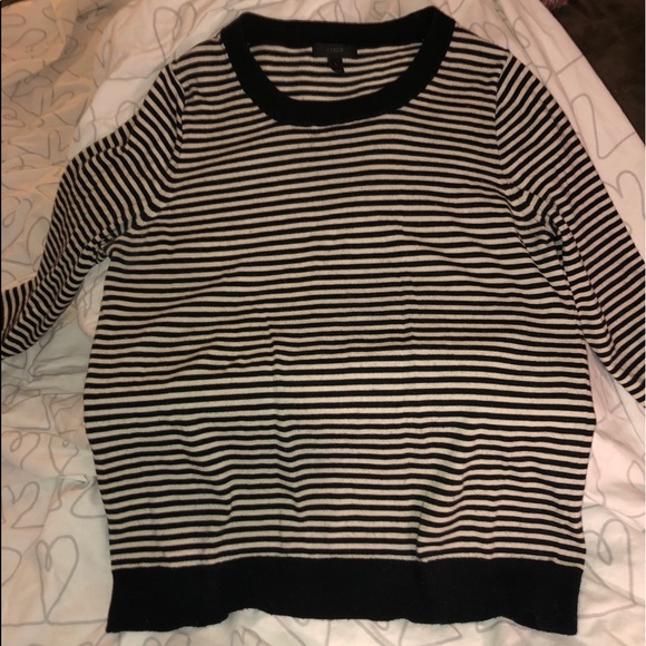 J. Crew Sweaters - J Crew black and white stripe crew neck sweater